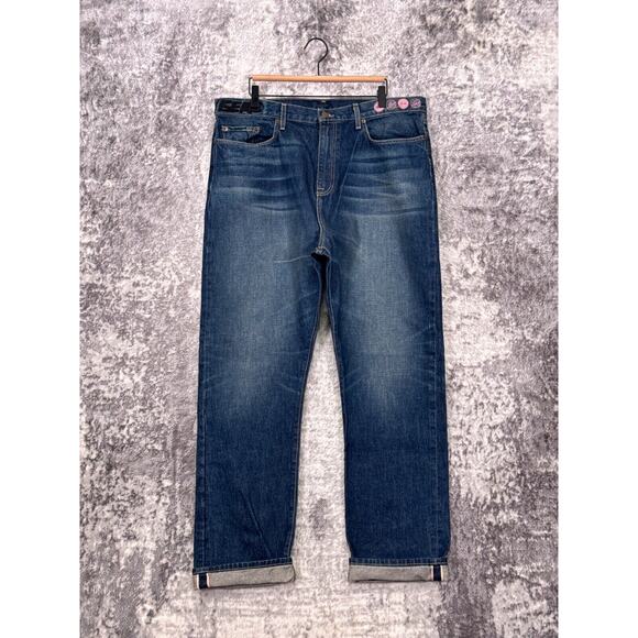 New Cactus Jack x Fragment Jeans 38 x 32 Mens Selvedge Denim Embroidered - Picture 1 of 10